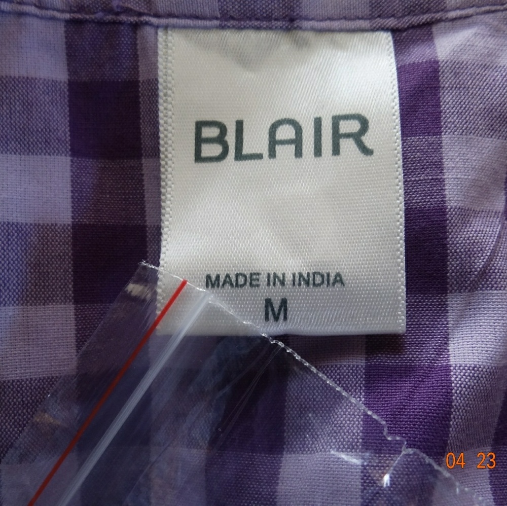 Blair Purple Gingham Button Blouse - Picture 5 of 6